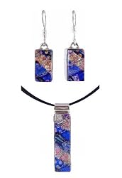 Dichroic Pendant and Earrings Set - XS-22 - .925 Sterling Silver - Exact Set