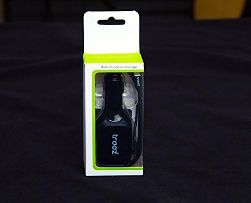 Traaz 2-port Multiple USB Car Cell Phone Charger with Folding Home Wall AC Power Mobile Phone Charger Adapter Bundled with 3-feet Black Lightning Cable (Black)