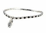 Anklet - A34 - Swarovski (tm) Crystal - Stretch ~ Black and Clear with Flip Flop Slipper Charm