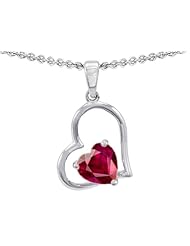 Original Star K (tm) 7mm Heart Shape Created Ruby Pendant in .925 Sterling Silver