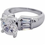 Sterling Silver Bridal/Wedding Round Brilliant and Baguette Simulated Diamond CZ Ring