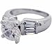 Sterling Silver Bridal/Wedding Round Brilliant and Baguette Simulated Diamond CZ Ring