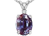 1.78 cts Lab Created Alexandrite and Genuine Diamond Pendant - 14kt White or Yellow Gold