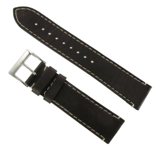 18mm Speidel Soffice Genuine Leather Contrast Stitched Water Resistant Brown Watch Band Regular