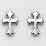 Stainless Steel Florentine Cross Stud Earrings