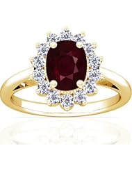 14K Yellow Gold Cushion Cut Ruby Ring With Sidestones (GIA Certificate)