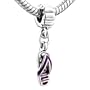 Pugster Pandora Style Bead Dangle Purple Sandal Pattern European Charm Bead Fits Pandora Bracelet