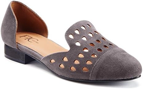 FFC New York Women's Lori Fashion Flats, Grey, Microsuede, 6.5 M