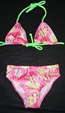 Girls 7-16 2-piece Swimwear Triangle Top Bikini Pink/Surfboards