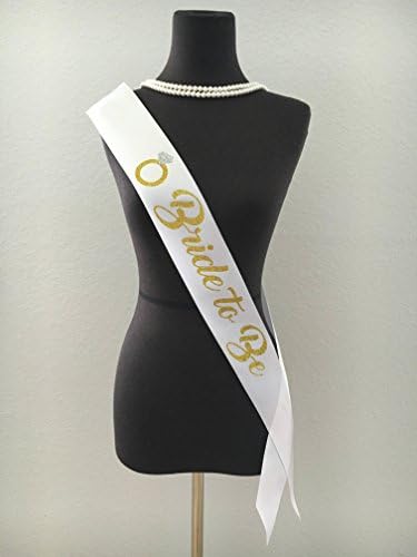 Paper Petals LA Bride to Be White with Gold Glitter Satin Sash, Bridal Shower / Bachelorette Party Decorations - Premium Quality, Made in The USA