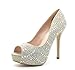 TOETOS CARINA-70 Women's Elegant Sexy Rhinestones High Heel Platform Peep Toe Party Pumps shoes Lady