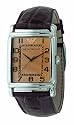 Emporio Armani Gents Brown Leather Strap Watch with Amber Dial