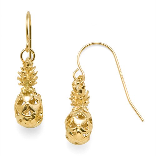 Pineapple Earrings in 14K Yellow Gold