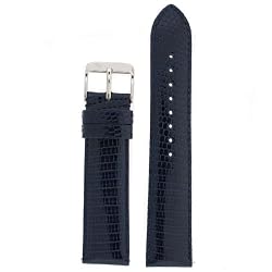 Watch Band Genuine Lizard Navy Blue Built-In Spring Bars 22 millimeter