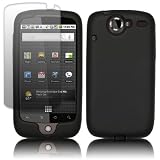 HTC GOOGLE NEXUS ONE SOFT SILICON SKIN CASE - BLACK, WITH SCREEN PROTECTOR PART OF THE QUBITS ACCESSORIES RANGE