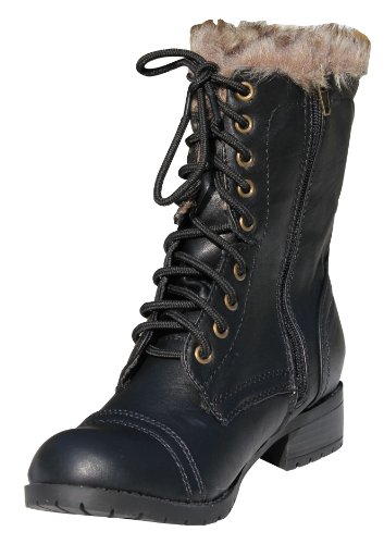 Military Combat Lace up Boot Black