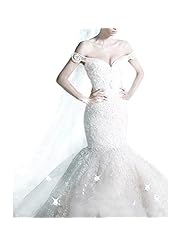 Sexy Applique Sequined  Beaded Mermaid Wedding Dress  With Pearls