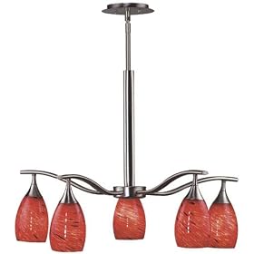 Kenroy Home Medici Brushed Steel w  Lava Glass Five-Light Chandelier by Kenroy
