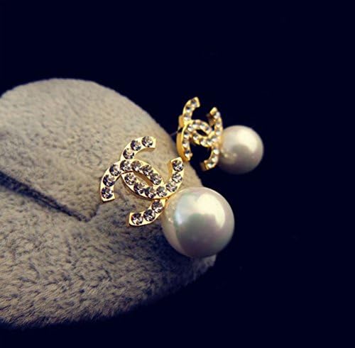 Greatmate Luxury Fashion Rhinestone Pearl Earrings Gilded Letters Fight