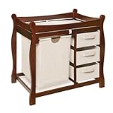 Badger Basket Company Sleigh Style Changing Table with Hamper/3 Baskets in Cherry
