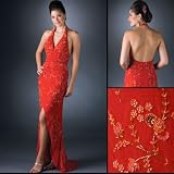 Formal Evening Gown. Silk Beaded Halter Dress for Prom, Party, Wedding by Sean Collection (70088)