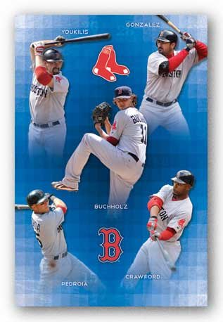 (24x36) Boston Red Sox 2011 Youkilis Gonzalez Buchholz Crawford Pedroia Sports Poster Print