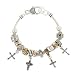 Silver Gold Toned Cross Theme Charm Bracelet Fashion Jewelry