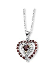 Sterling Silver 1.57ct & 14K Yellow Gold 18in Garnet & Diamond Necklace