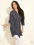 Front- Open Printed Kurti-Black-L