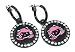 Black & Hot Pink Harajuku Kitty Hoop Earrings with Ice BLING Crystals