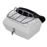 Universal White Motorcycle Luggage Tour Trunk Tail Box with Top Rack Backrest for... by T-Motorsports