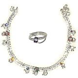 Anklets Toe Ring Pair Sterling Silver Jewellery 10.25 inches (anklts535)