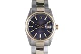 Rolex Mens 2 Tone Datejust Dark Blue Stick Marker Dial