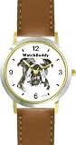 Bulldog (MS) Dog - WATCHBUDDY CLASSIC DELUXE TWO-TONE THEME WATCH - Arabic Numbers-Brown Leather Strap-Children's Size-Small ( Boy's Size & Girl's Size )