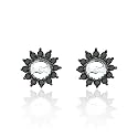 14k White Gold Black Diamond Earring Jackets for 1/2 Carat Stud Earrings (1/2 cttw)
