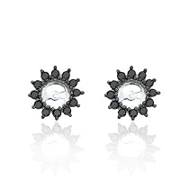 14k White Gold Black Diamond Earring Jackets for 1/2 Carat Stud Earrings (1/2 cttw)
