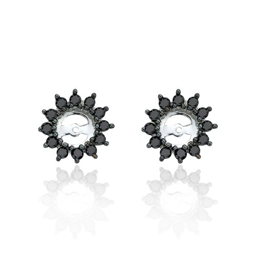14k White Gold Black Diamond Earring Jackets for 1/2 Carat Stud Earrings (1/2 cttw)