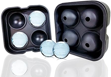 Softyee Ice Ball Maker Mold - Silicone Ice Tray Pack of 2 No Spill BPA Includes Ice Cube Trays