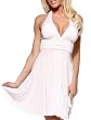 WHITE MARILYN INSPIRED PLEATED HALTER DRESS PARTY COCKTAIL GOWN