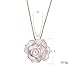 Lureme 3D Enamel White Rose Shaped Pendant Gold Tone Long Chain Necklace for Women Girls 01001256-1