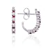 10k White Gold Ruby and Diamond J-Hoop Earrings