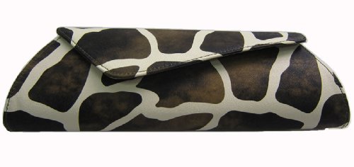 Griaffe Print Faux Leather Clutch - Black