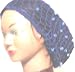 Hand Crocheted Navy Color Rayon Cotton Gimp Large Snood for Women Trimmed with Light Blue Color Clear Beads