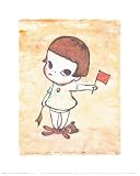 Girl with Direction Indicator Flags, c.1996 von Yoshitomo Nara, 26x31