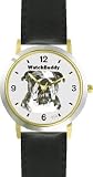Bulldog (MS) Dog - WATCHBUDDY DESIGNER DELUXE TWO-TONE THEME WATCH - Arabic Numbers-EVENING TWILIGHT STYLE - Gray Dial with Black Leather Strap-Children's Size-Small ( Boy's Size & Girl's Size )