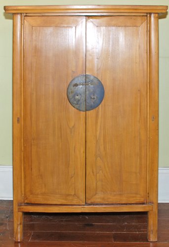 MIX8007-Antique Asian Armoire Cabinet with Natural Wood Finish, circa 1880, Beijing China, Northern