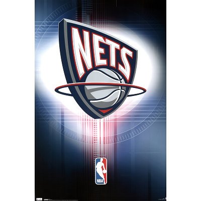 Professionally Framed New Jersey Nets Logo 2010 Sports Poster Print - 22x34 with RichAndFramous Black Wood Frame