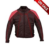 Mens Mesh Motorcycle Jacket with Removable Armor & Liners MJ2033 Red