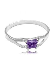 14k White Gold ChildS February Violet Cubic Zirconia Birthstone Ring - Bfly