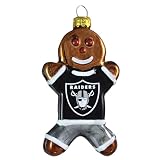 NFL Oakland Raiders Blown Glass Gingerbread Man Ornament